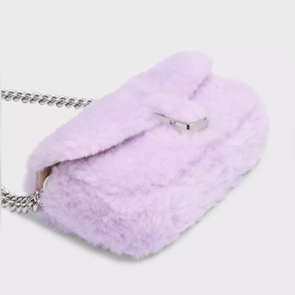 Marc Jacobs Teddy Fur The Snapshot Mini Shoulder Bag Crossbody ~NWT~ Lilac​ - Picture 5 of 7